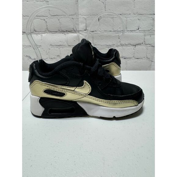 Toddler Nike Air Max 90 LTR sneakers size 11c black and gold - Picture 8 of 11